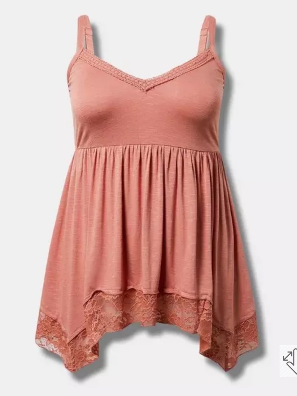 Vintage Slub Lace Trim Hanky Hem Cami